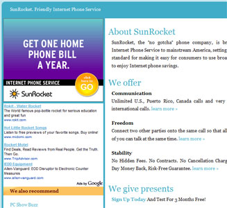 SunRocket VoIP Landing Page